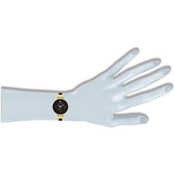 Women's Genuine Diamond Gold Dial Bangle Watch - Picture 3 of 6